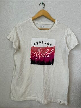 LIV Explore The Wild Short Sleeve T Shirt Top Cream and Pink size Womens Large